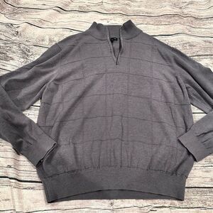 Van Heusen Men's Gray Quarter Zip Sweater Size XL